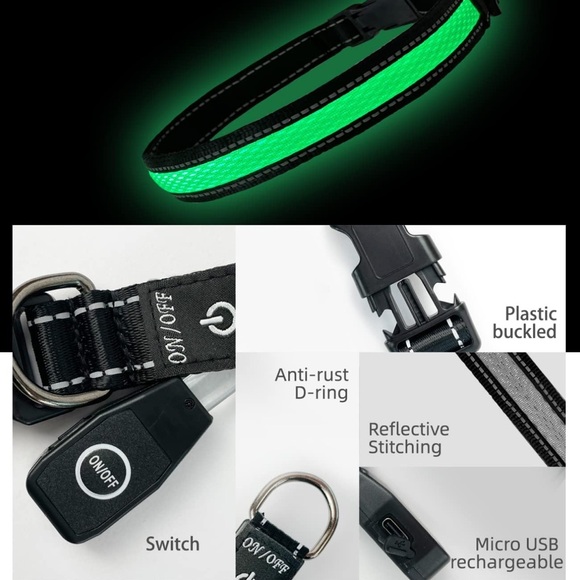 *NWT* XS Green LED Dog Collar - Picture 4 of 6